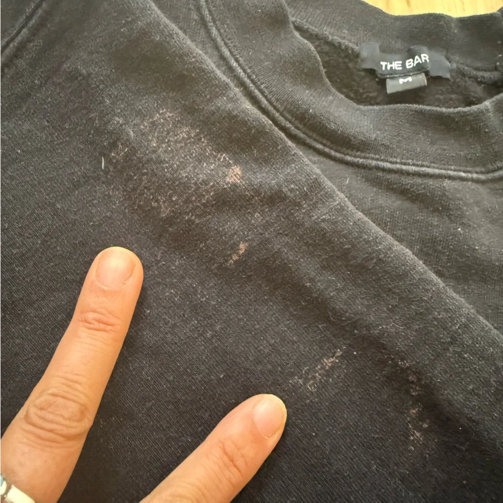 THE BAR Black Varsity Sweatshirt Boyfriend Fit Size M *stains - Picture 9 of 12